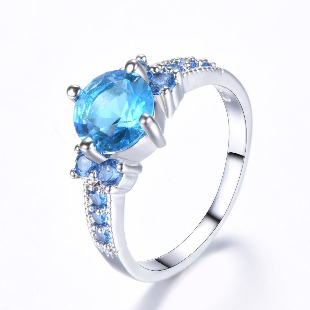 Cross-Border Fashion Retro Women's Purple Zircon Ring