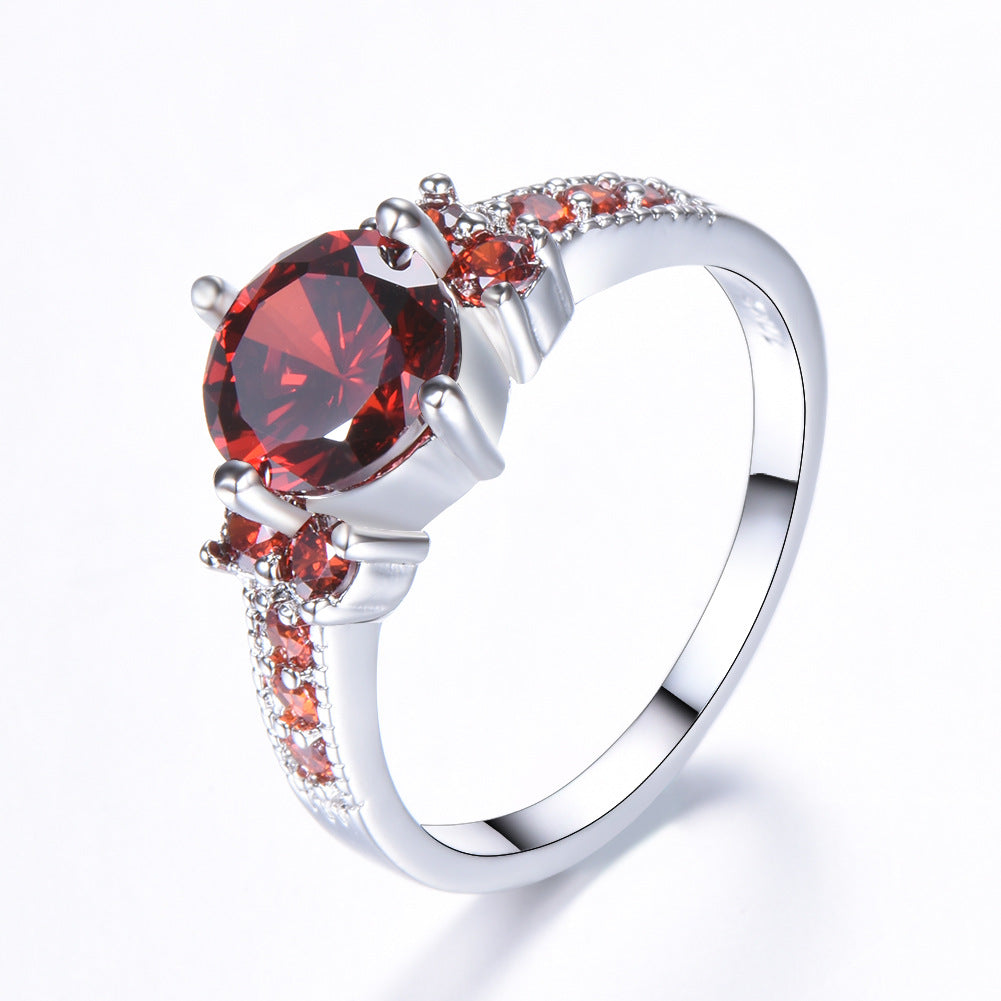 Cross-Border Fashion Retro Women's Purple Zircon Ring
