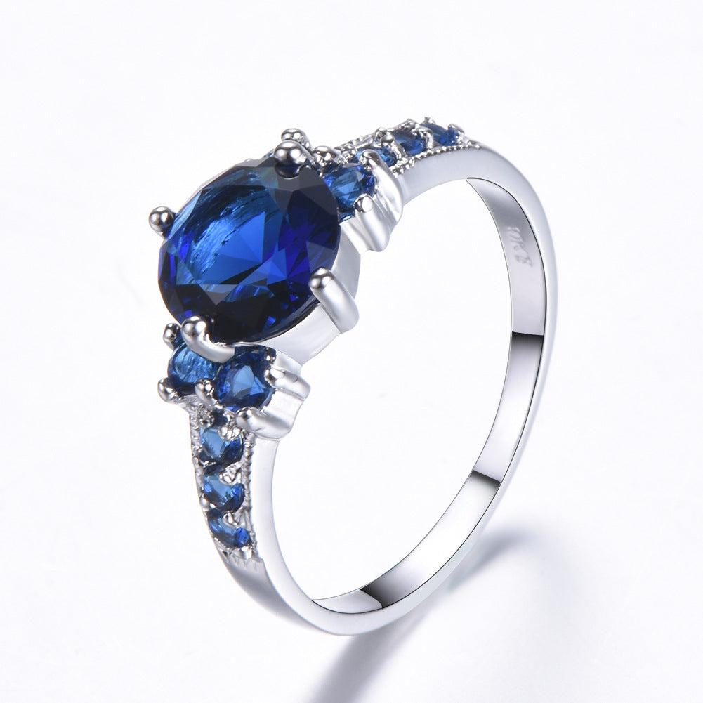 Cross-Border Fashion Retro Women's Purple Zircon Ring