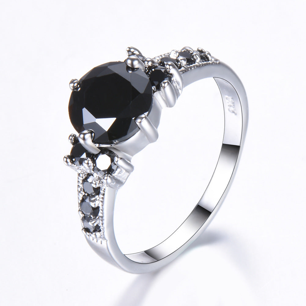 Cross-Border Fashion Retro Women's Purple Zircon Ring