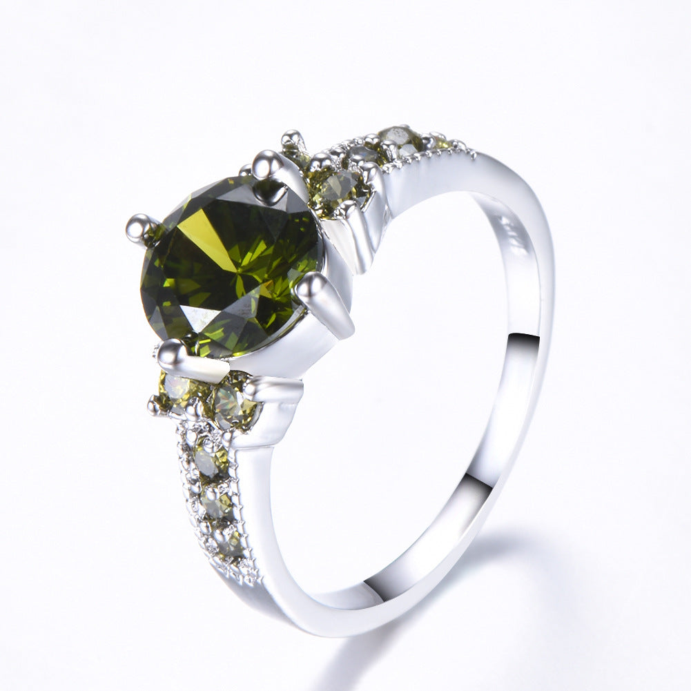 Cross-Border Fashion Retro Women's Purple Zircon Ring