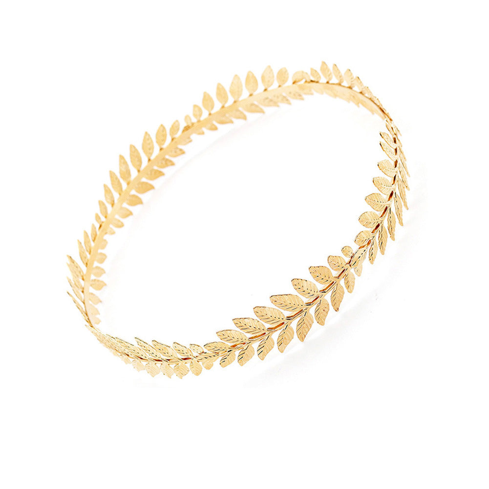 Cross-Border Vintage Greek-Style Round Headband Baroque Golden Olive