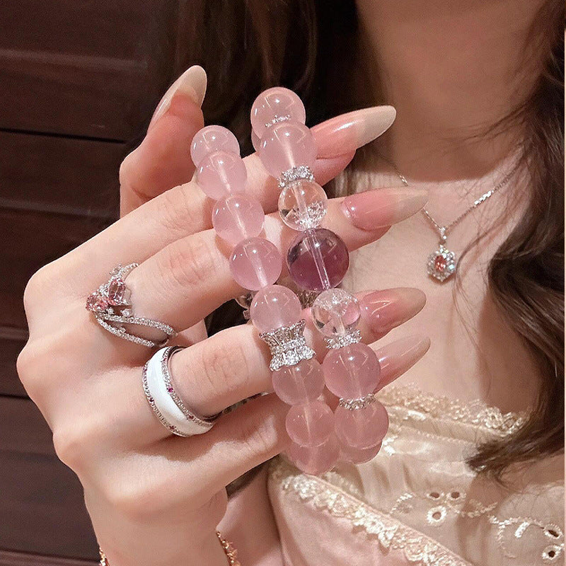 Peach Crystal Bracelet With Gift Box
