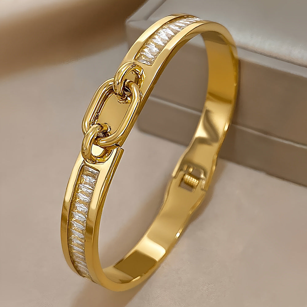 Gold Titanium Steel Butterfly Bow Bangle