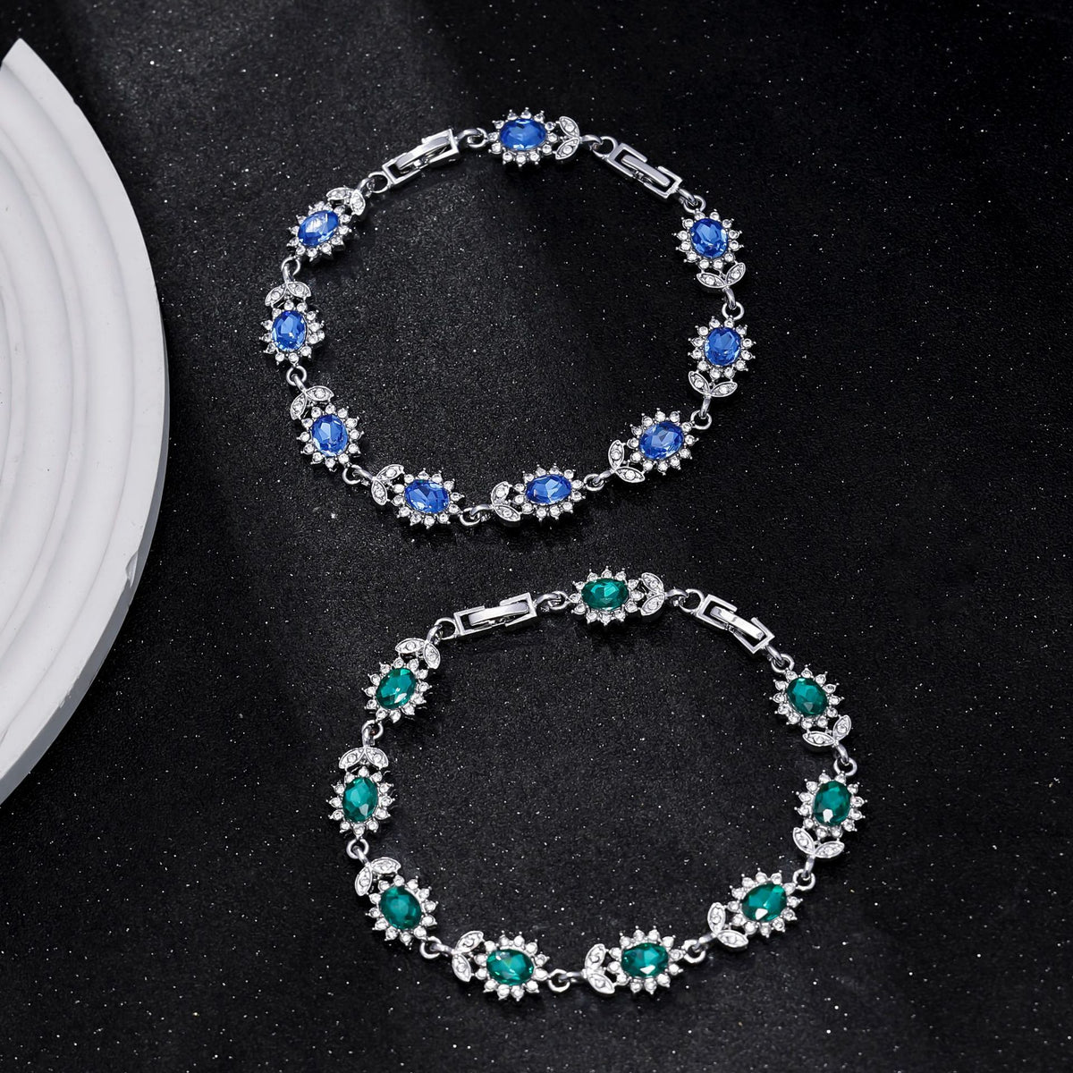 Cross-border Explosive Light Luxury Women's Colorful Zircon Flower Branches and Leaves Bracelet