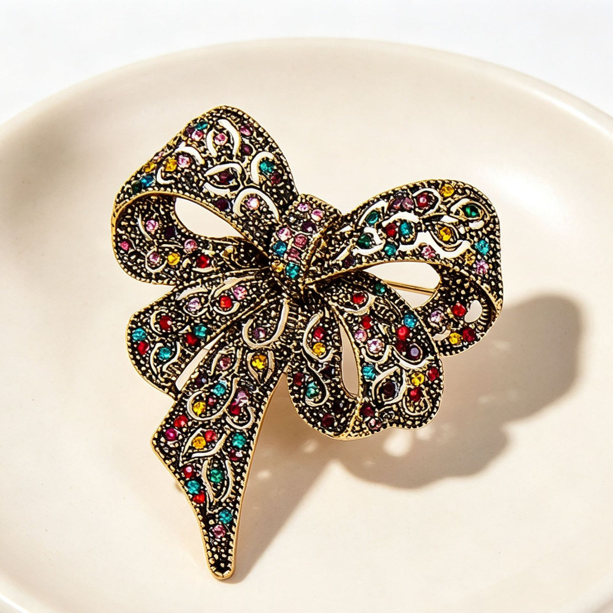 Full-studded colorful diamond bow brooch European and American