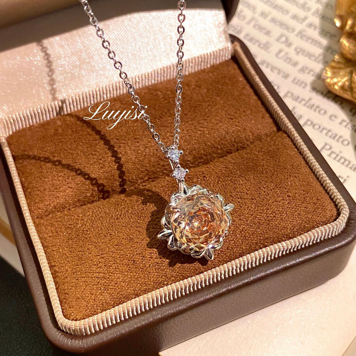 Brass Floral Pendant Necklace