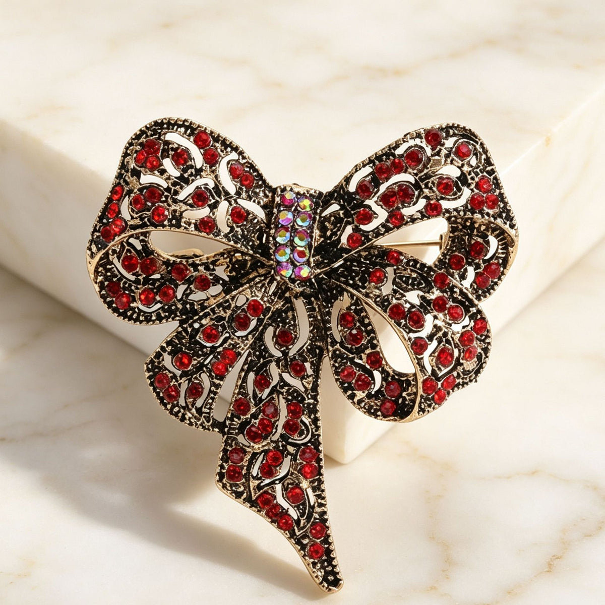 Full-studded colorful diamond bow brooch European and American