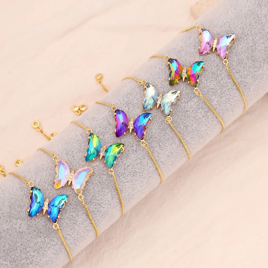 Yunjin European and American Cross-border Jewelry Color Zircon Butterfly Bracelet