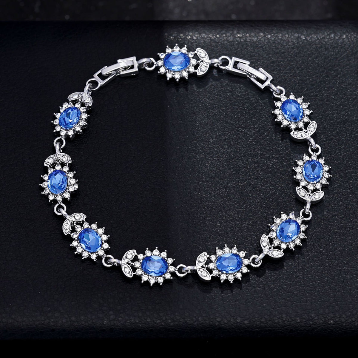 Cross-border Explosive Light Luxury Women's Colorful Zircon Flower Branches and Leaves Bracelet