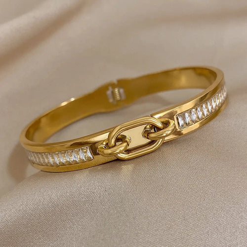 Gold Titanium Steel Butterfly Bow Bangle