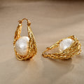 Gold Pearl Floral Earring