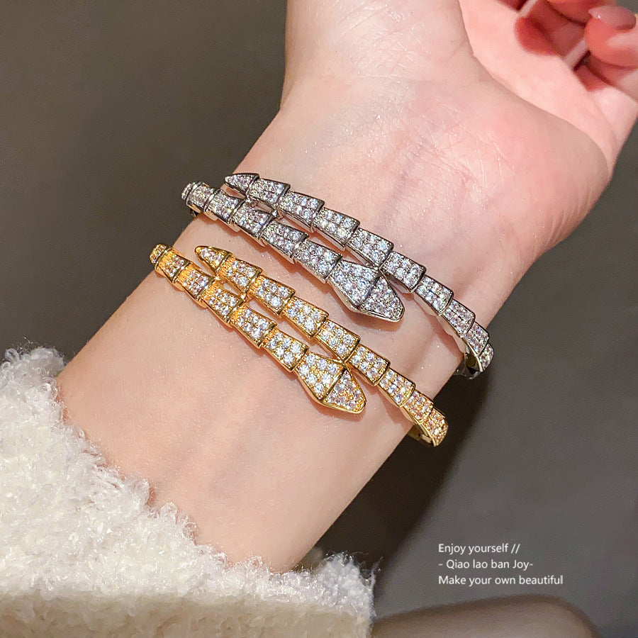 18K Real Gold Electroplated Snake-Shaped Splicing Buckle Bracelet