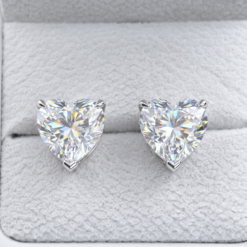 heart-shaped zircon earrings light luxury copper inlaid with