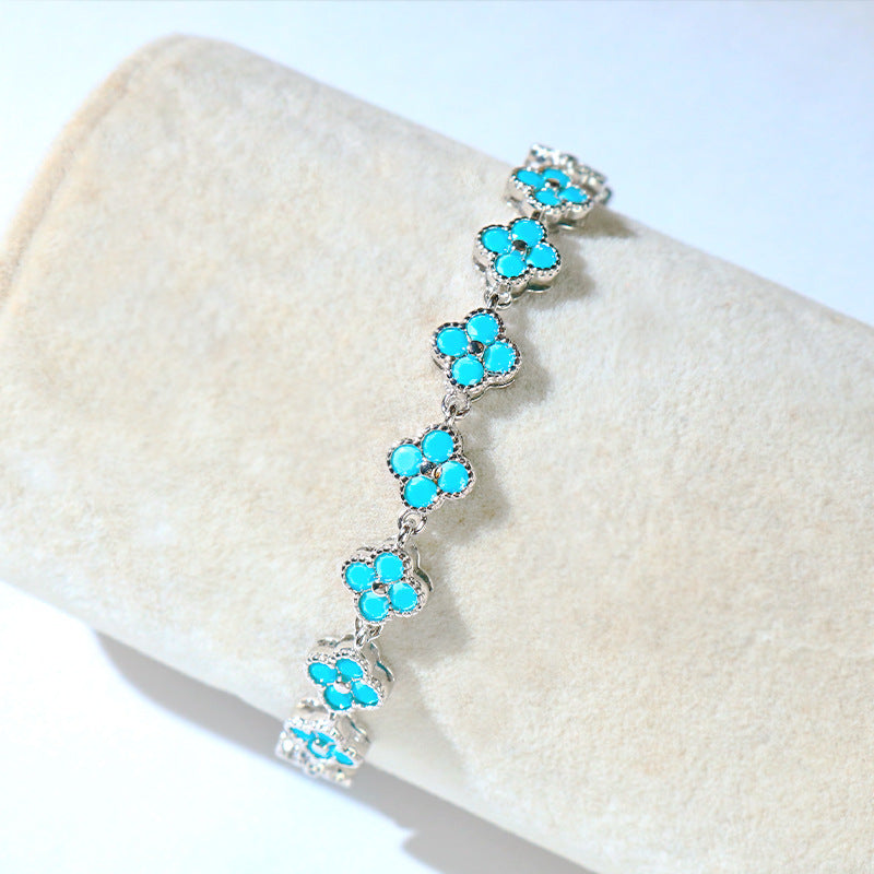 Luxury Enamel Four-Leaf Clover Bracelet