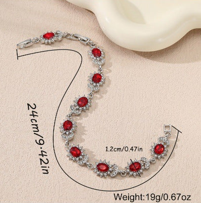 Cross-border Explosive Light Luxury Women's Colorful Zircon Flower Branches and Leaves Bracelet