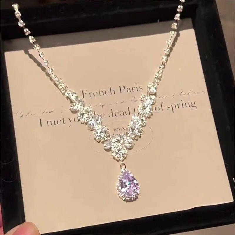 Purple Zircon Floral Necklace