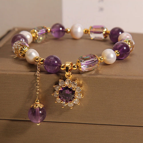 Purple Crystal Sunflower Bracelet