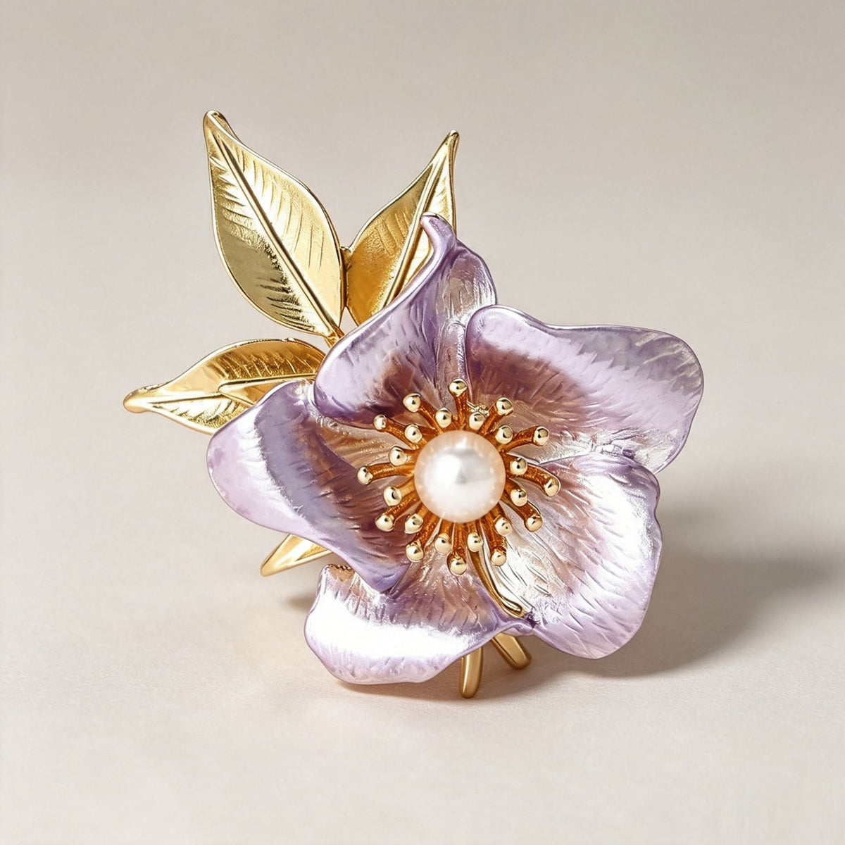 Warm-toned pearl stamen camellia brooch light luxury fashion