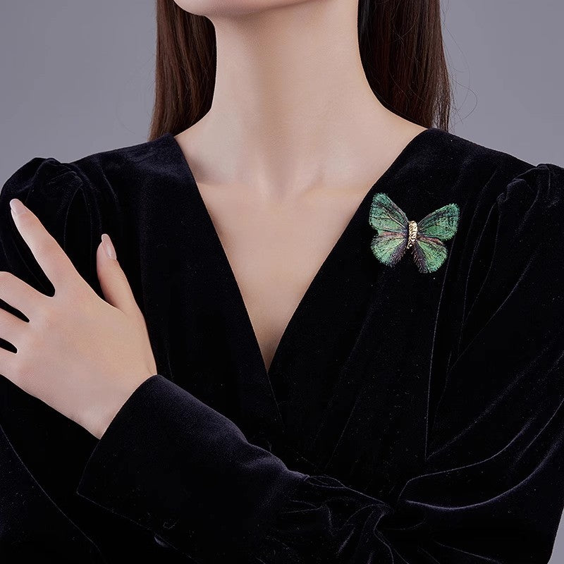 Retro Color Pattern Butterfly Brooch Women's Lightweight Gradient