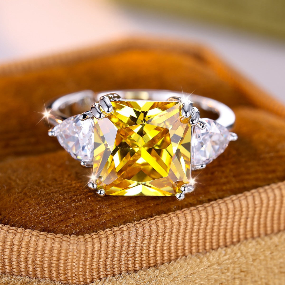 European and American Fashion Hot-Selling Square Zircon Open Ring