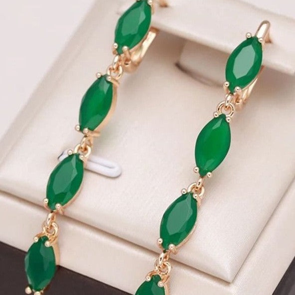 Cross-border light luxury purple marquise stone long earrings