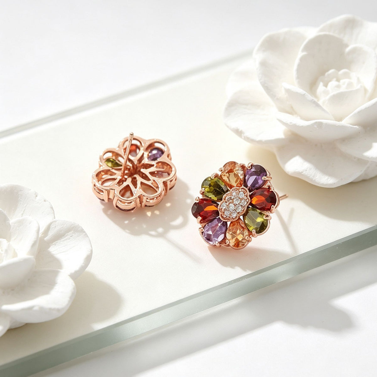 Gold Brass Floral Earring