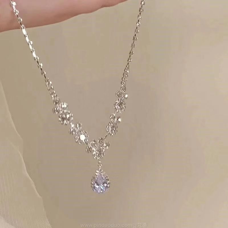 Purple Zircon Floral Necklace