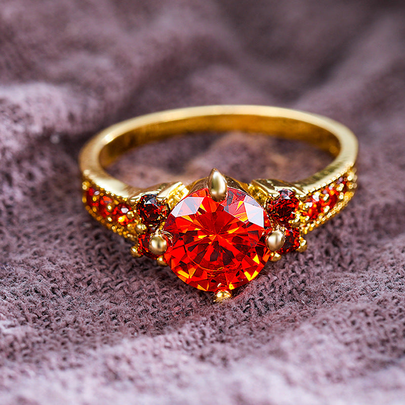 Cross-Border Fashion Retro Women's Purple Zircon Ring