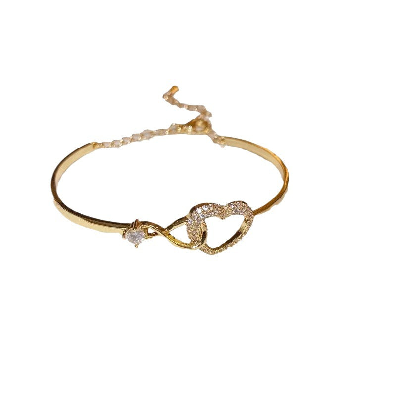Gold Brass Heart Bangle