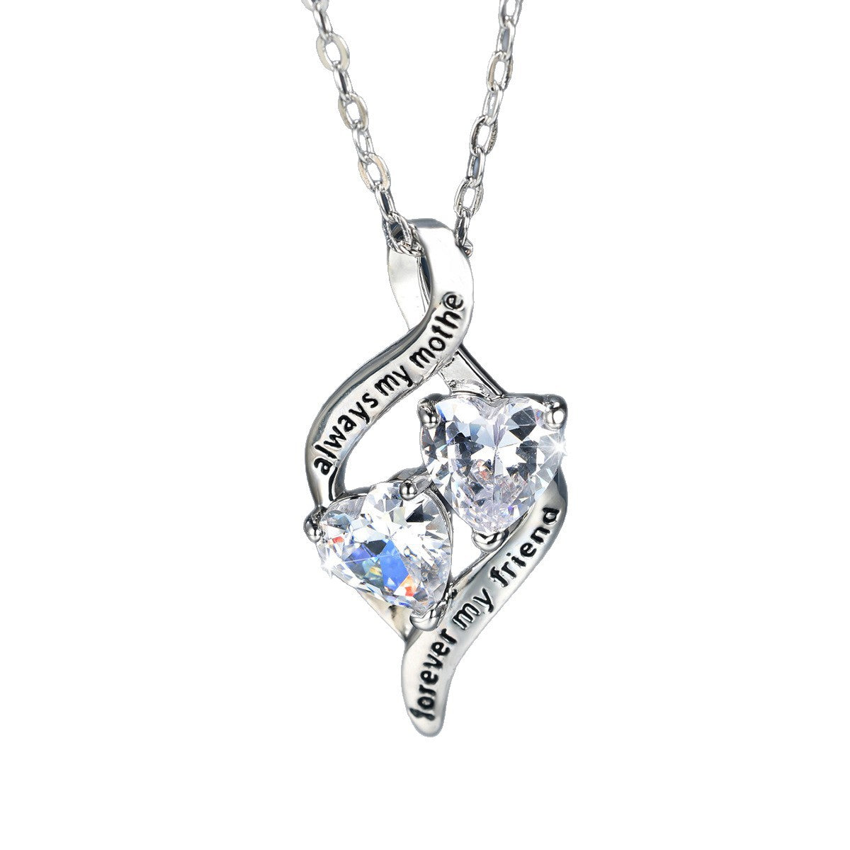 Cross-border European and American double heart-shaped zircon necklace
