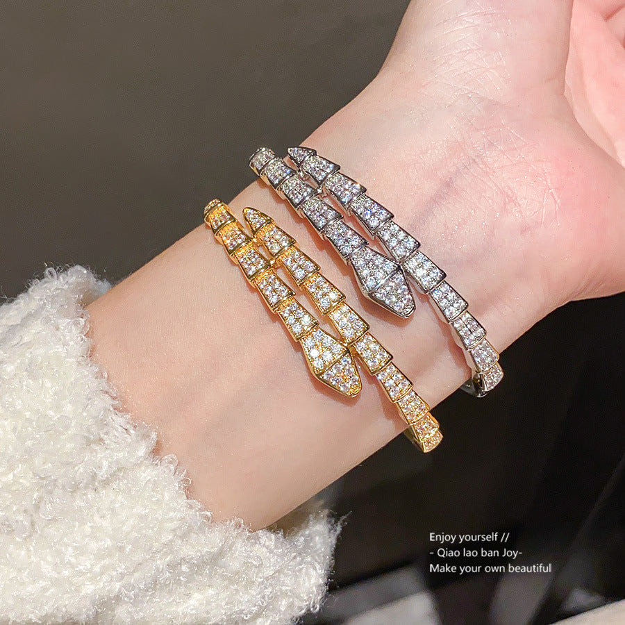 18K Real Gold Electroplated Snake-Shaped Splicing Buckle Bracelet