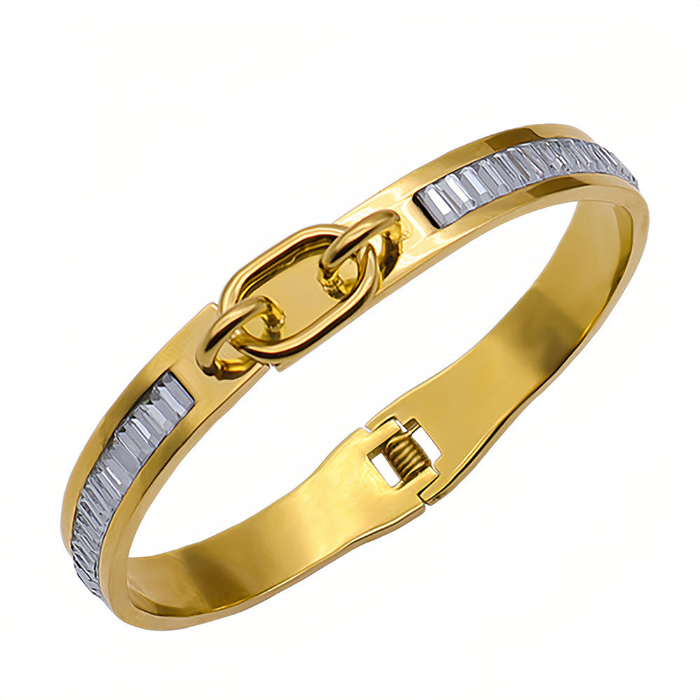 Gold Titanium Steel Butterfly Bow Bangle