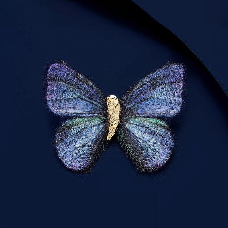 Retro Color Pattern Butterfly Brooch Women's Lightweight Gradient