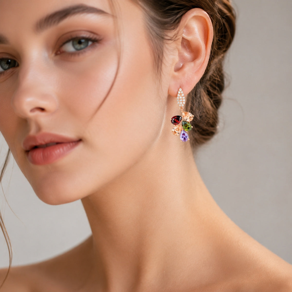 Gold Brass Floral Earring