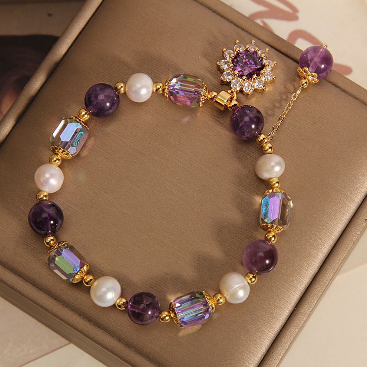 Purple Crystal Sunflower Bracelet