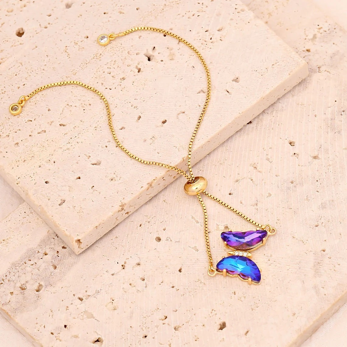 Yunjin European and American Cross-border Jewelry Color Zircon Butterfly Bracelet