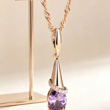 European and American vintage tapered twisted purple diamond necklace