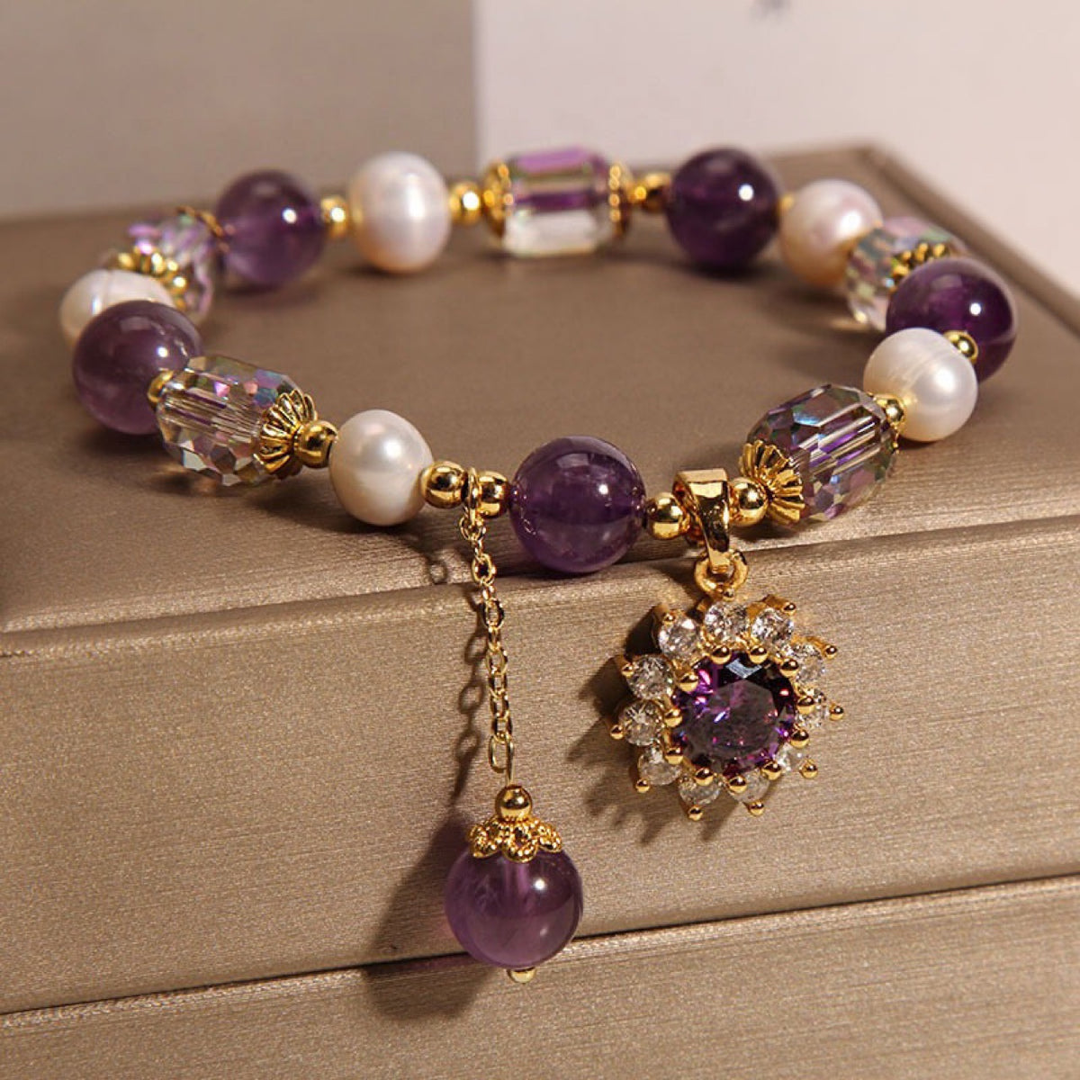 Purple Crystal Sunflower Bracelet