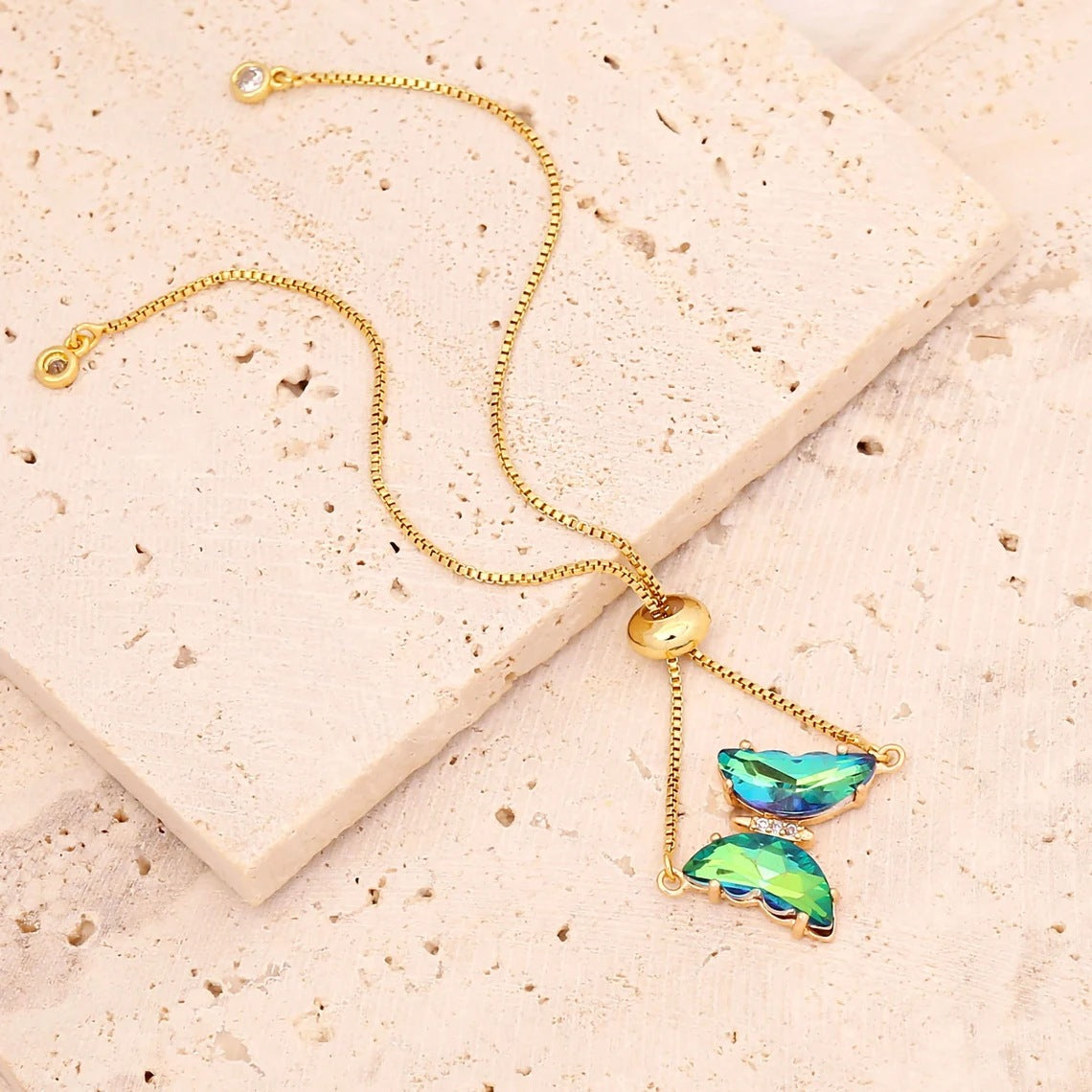 Yunjin European and American Cross-border Jewelry Color Zircon Butterfly Bracelet