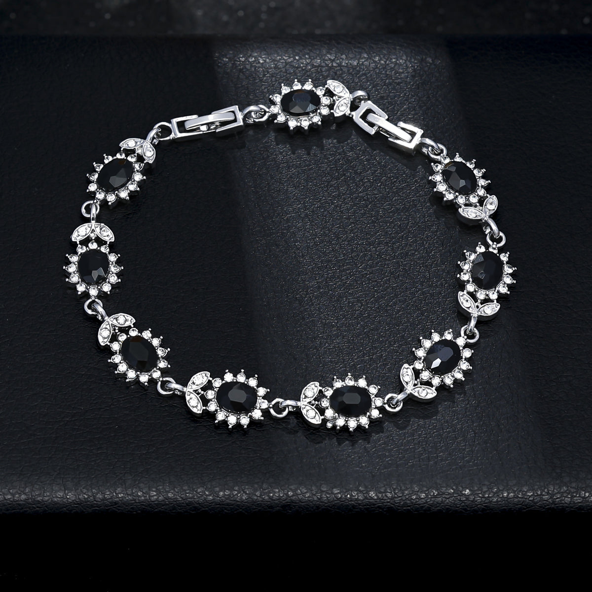 Cross-border Explosive Light Luxury Women's Colorful Zircon Flower Branches and Leaves Bracelet