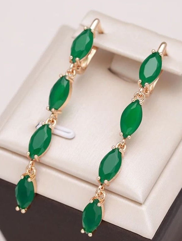 Cross-border light luxury purple marquise stone long earrings