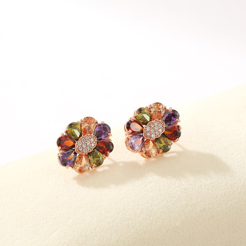 Gold Brass Floral Earring