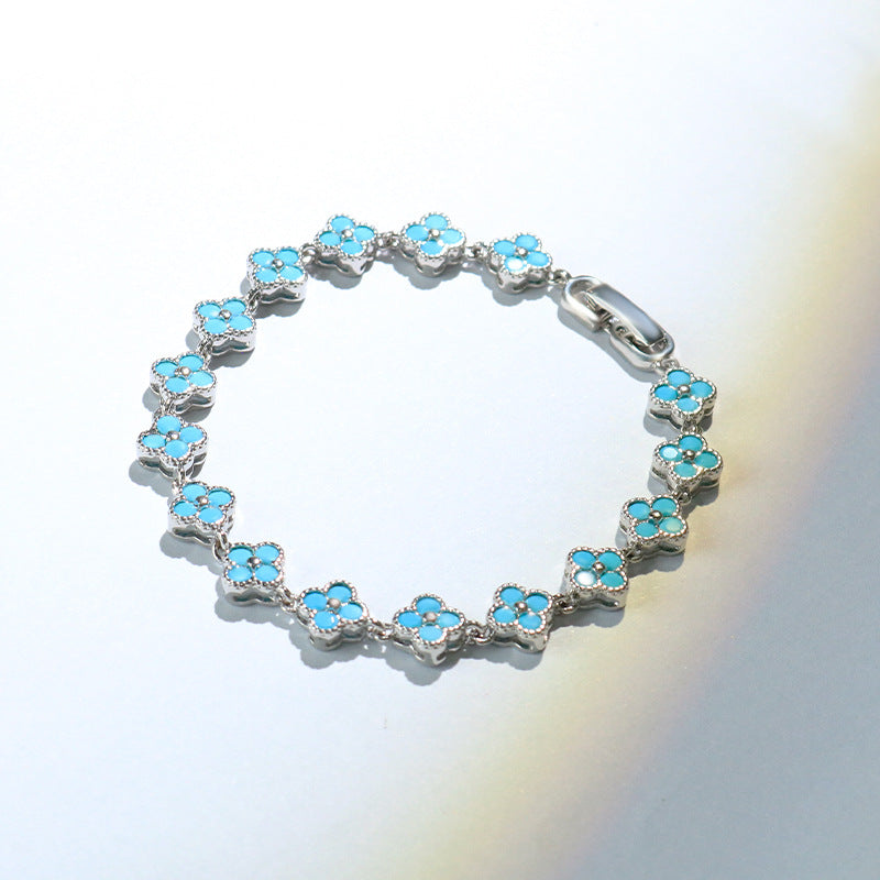 Luxury Enamel Four-Leaf Clover Bracelet