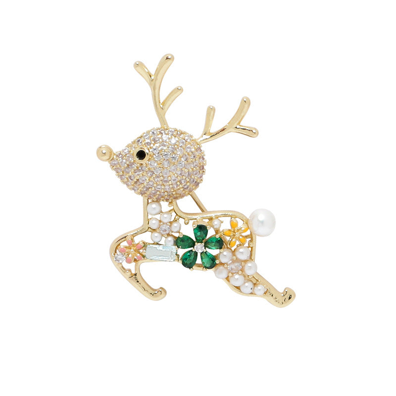 Diamond-Encrusted Cute Deer Brooch Light Luxury Niche Brooch
