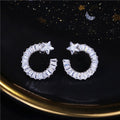 Luxurious and unique star-moon pentagram zircon earrings C-shaped
