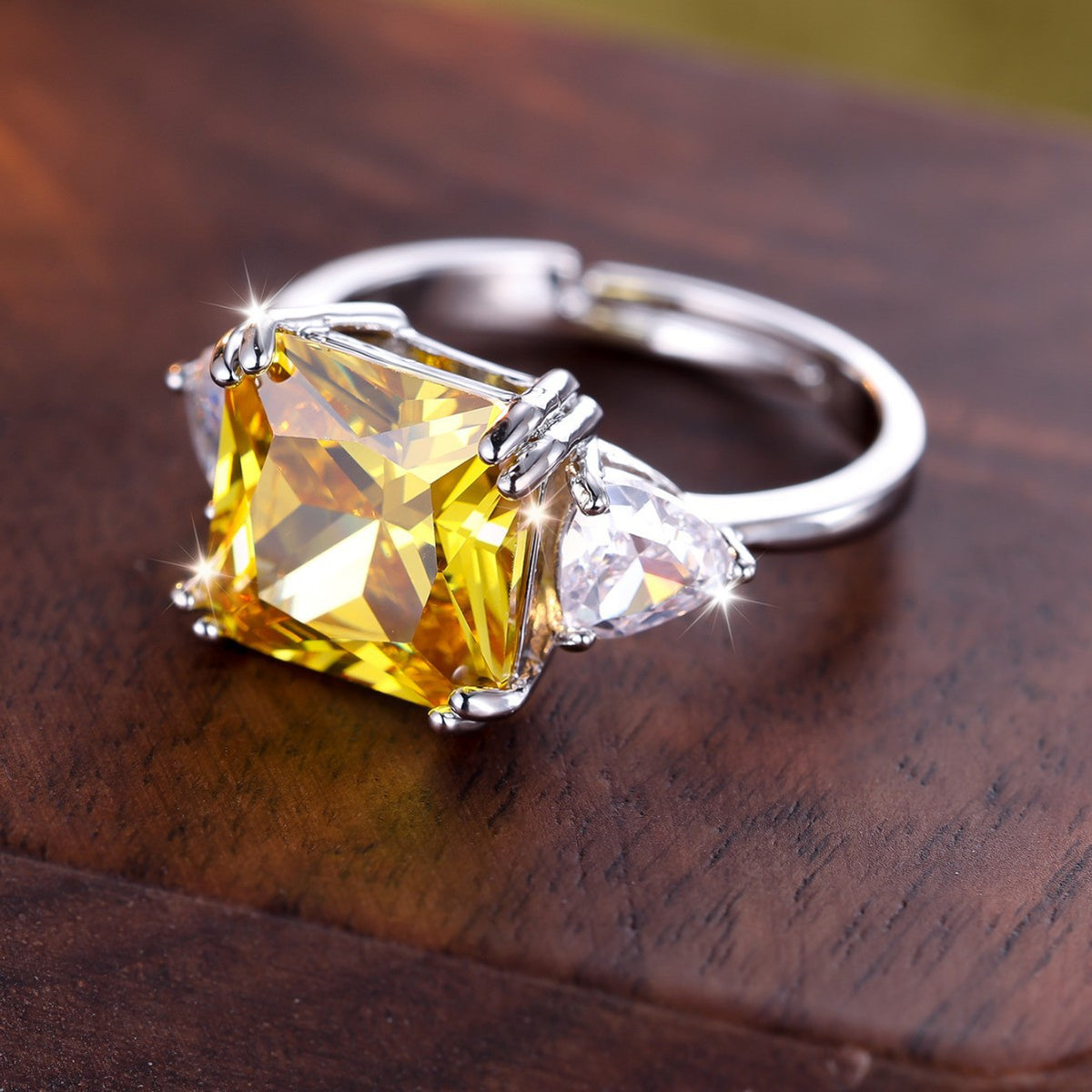 European and American Fashion Hot-Selling Square Zircon Open Ring