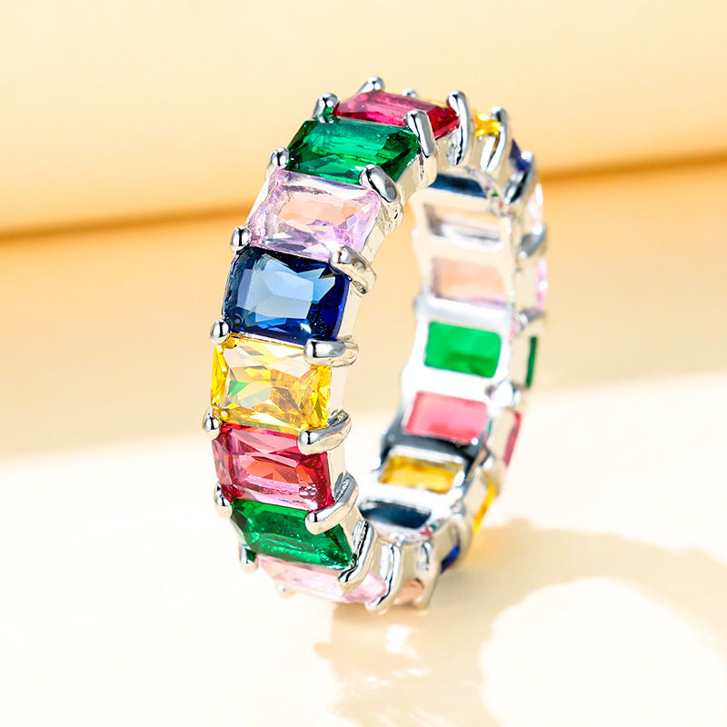 Cross-Border New Geometric Full Diamond Ring