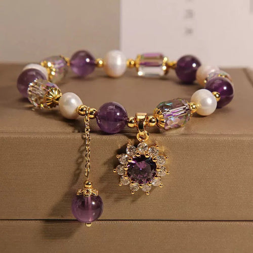 Purple Crystal Sunflower Bracelet