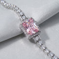 pink diamond rectangular chain bracelet